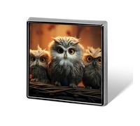 Square Cute Owl Brooch Classic Mini Pin 0.7 Inch Aluminum Alloy Lapel Pin Personalized Button Badge for Backpack Hat Suit Jacket Clothing Decoration