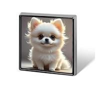 Square Cute Pomeranian Brooch Classic Mini Pin 0.7 Inch Aluminum Alloy Lapel Pin Personalized Button Badge for Backpack Hat Suit Jacket Clothing Decoration