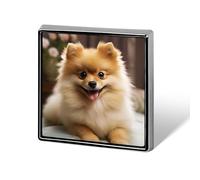 Square Cute Pomeranian Dog Brooch Classic Mini Pin 0.7 Inch Aluminum Alloy Lapel Pin Personalized Button Badge for Backpack Hat Suit Jacket Clothing Decoration