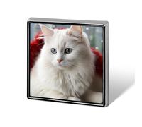 Square Cute White Cat Brooch Classic Mini Pin 0.7 Inch Aluminum Alloy Lapel Pin Personalized Button Badge for Backpack Hat Suit Jacket Clothing Decoration