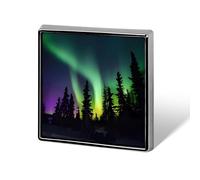 Square Dark Northern Lights Print Brooch Classic Mini Pin 0.7 Inch Aluminum Alloy Lapel Pin Personalized Button Badge for Backpack Hat Suit Jacket Clothing Decoration
