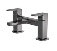 Balterley Square Deck Mounted Bath Filler Tap Brushed Pewter in Silver Balterley Silver