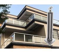 Square Deck Railing System for 3/8-1/2 Inch Glass Fence, 26 32 36 40 42 46 50 Inch Glass Railing Post with Spigot Slots & Sturdy Base for Steps, Stairs Balcony(Silver Corner Post-100cm)