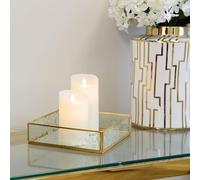 Square Decorative Gold Floral Pattern Mirror Trinket Tray Vanity Tray Vanity Table/Dressing Table - Decorative Make Up Cosmetic Organiser For Bedroom Bathroom Tabletop