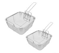 Square Deep Fry Basket Stainless Steel for French Fries Turkey and Everyday Cooking with Foldable Handle and Frame (B)