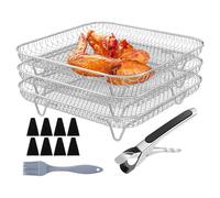 Square Deep Fryer Rack - 20cm Deep Fryer Rack, Non-stick Stainless Steel Square Drying Rack 13 Pieces Stackable for Kitchen Oven Toast Meat