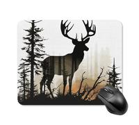 Square Deer Silhouette Mouse Pad Small Waterproof Mouse Mat with Anti-Slip Rubber Base Funny Cute Computer Mousepad Desk Accessories for Laptop Gaming Office Home Decor
