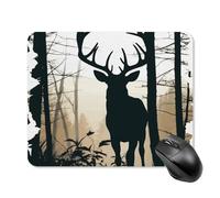 Square Deer Silhouette Mouse Pad Small Waterproof Mouse Mat with Anti-Slip Rubber Base Funny Cute Computer Mousepad Desk Accessories for Laptop Gaming Office Home Decor