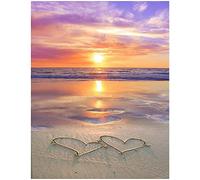 Square Diamond Painting Square Stones 40 x 50 cm 5D Diamond Painting Pictures Adults Square Diamonds Painting by Numbers Sticker Painting Landscape Beach Sea Sunset Heart