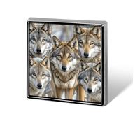 Square Different Wolves Lapel Pin Metal Brooch Personalized Novelty Pin Cute Button Badge Safety Pin Fashion Jewelry Accessories Gift for Clothes Hat Backpack Bag