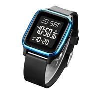 Square Digital Wrist Watch - High Visibility Waterproof LED Display Sporty Elegant Timepiece Tough Construction Quality Materials Breathable Adjustable Strap Everyday Active Lifestyle Use Beach Hiking