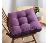 Square Dining Chair Cushions with Ties - 45x45x10cm Polyester Seat Pads PP Cotton Filling Indoor/Outdoor Use Perfect for Garden Living Room Patio - Purple Single Cushion