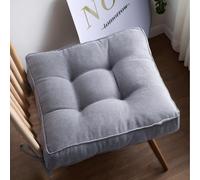 Square Dining Chair Cushions with Ties - Soft Polyester Seat Pads for Indoor/Outdoor Use 45x45x10cm PP Cotton Filling Grey Set of 2 for Garden & Living Room