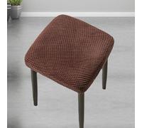 Square Dining Chair Seat Cover,Washable Stretch Jacquard Stool Slipcover Suitable for a 26-32cm Footstool,for Hairdressing Stools Bar Stools (Dark coffee,1pcs-Suitable for a 26-32cm square stool)