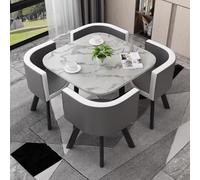 Square Dining Table Set With 4 Chairs,Compact Conference Tables Chair Set,Saving Space,Mid Century Modern Small Round Dining Table Set,Round Kitchen Table And Chairs For Small Space,Conference Room(Gr