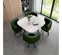 Square Dining Table Set with Chairs in Yellow - Modern Business Furniture Combo for Lounge & Living Room, Space-Saving Stylish (Dark Green)