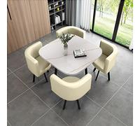 Square Dining Table Set with Chairs in Yellow - Modern Business Furniture Combo for Lounge & Living Room, Space-Saving Stylish (Cream)