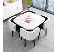 Square Dining Table Set with Marble Reception Table and Chair Combination for Office and Negotiation