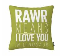 Square Dinosaur Rawr Mean I Love You Throw Pillow Case Decor Cushion Covers Pillowcase (18X18inch) Cotton Linen