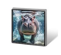 Square Diving Hippo Brooch Classic Mini Pin 0.7 Inch Aluminum Alloy Lapel Pin Personalized Button Badge for Backpack Hat Suit Jacket Clothing Decoration