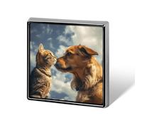 Square Dog And Cat Brooch Classic Mini Pin 0.7 Inch Aluminum Alloy Lapel Pin Personalized Button Badge for Backpack Hat Suit Jacket Clothing Decoration
