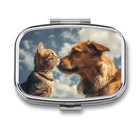 Square Dog and Cat Pill Organizer Pill Box 3 Compartment Portable Travel Medicine Case Daily Mini Compact Medicine Container Storage Vitamin Supplement Dispenser