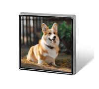 Square Dog Corgi Brooch Classic Mini Pin 0.7 Inch Aluminum Alloy Lapel Pin Personalized Button Badge for Backpack Hat Suit Jacket Clothing Decoration