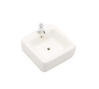 Square Dollhouse Bathroom Sink 1:12 Miniature Ceramic Wash Basin Bathroom Sink Model Simulation Accessory For Dollhouse White Wash Basin Model