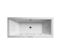 Square Double Ended Straight Whirlpool Bath with 12 Chrome Jets and Leg Set, 1700 x 750mm