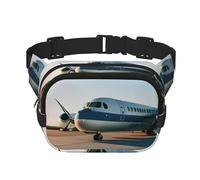 Square Double Layer Airplane Print Waist Bag Outdoor Travel Use For Hiking Running Jogging