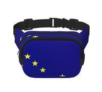 Square Double Layer Alaska State Flag Print Waist Bag Outdoor Travel Use For Hiking Running Jogging
