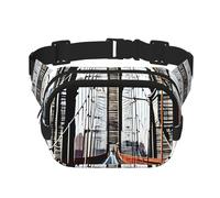 Square Double Layer Brooklyn Bridge Print Waist Bag Outdoor Travel Use For Hiking Running Jogging