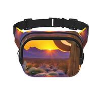 Square Double Layer Cactus Desert Sunsets Print Waist Bag Outdoor Travel Use For Hiking Running Jogging