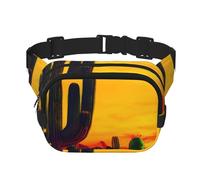 Square Double Layer Cactus In Desert Print Waist Bag Outdoor Travel Use For Hiking Running Jogging