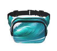 Square Double Layer Clear Sky Wave Print Waist Bag Outdoor Travel Use For Hiking Running Jogging