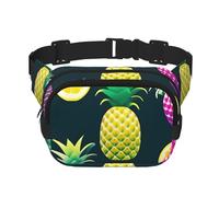 Square Double Layer Colorful Fruit Pineapple Print Waist Bag Outdoor Travel Use For Hiking Running Jogging
