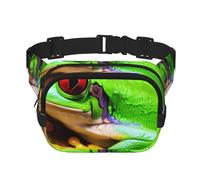 Square Double Layer Cute Red Eyes Tree Frogs Print Waist Bag Outdoor Travel Use For Hiking Running Jogging