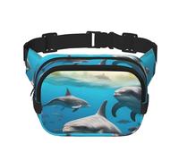 Square Double Layer Dolphins Sea Turtle Shark Octopus Coral Print Waist Bag Outdoor Travel Use For Hiking Running Jogging