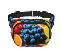 Square Double Layer Fruit Rainbow Print Waist Bag Outdoor Travel Use For Hiking Running Jogging
