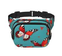 Square Double Layer Hen Flying Butterflies Among Flowers Print Waist Bag Outdoor Travel Use For Hiking Running Jogging