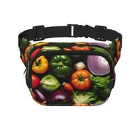 Square Double Layer Introduction Of Various Vegetables Print Waist Bag Outdoor Travel Use For Hiking Running Jogging