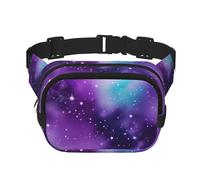 Square Double Layer Magic Galaxy Sky Purple Print Waist Bag Outdoor Travel Use For Hiking Running Jogging