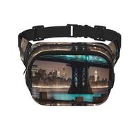 Square Double Layer New York Manhattan Bridge Night Print Waist Bag Outdoor Travel Use For Hiking Running Jogging