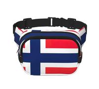 Square Double Layer Norwegian Flag Print Waist Bag Outdoor Travel Use For Hiking Running Jogging