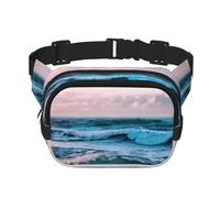 Square Double Layer Ocean Waves Print Waist Bag Outdoor Travel Use For Hiking Running Jogging