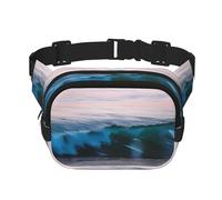 Square Double Layer Sunset And Sunrise With Ocean Sea Waves Print Waist Bag Outdoor Travel Use For Hiking Running Jogging