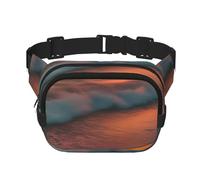 Square Double Layer Sunset At The Beach Print Waist Bag Outdoor Travel Use For Hiking Running Jogging