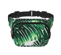 Square Double Layer Tropical Palm Banana Leaves Print Waist Bag Outdoor Travel Use For Hiking Running Jogging