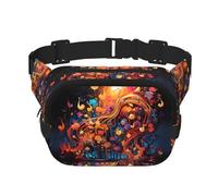 Square Double Layer Waist Bag - Crossbody Bag/Adjustable Strap Chest,for Travel Workout Running print Colorful Music Notes, Black, One Size