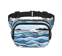 Square Double Layer Waist Bag - Crossbody Bag/Adjustable Strap Chest,for Travel Workout Running print Waves lapping at the rocks
